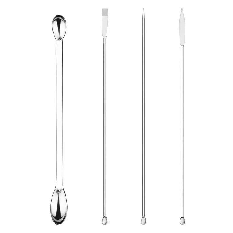 Labasics 4 Pcs Lab Micro Spoon and Spatula Set, Stainless Steel Double-Ended Lab Spatulas Sampling Spoons Micro Scoopulas Weighting Set - Image 1